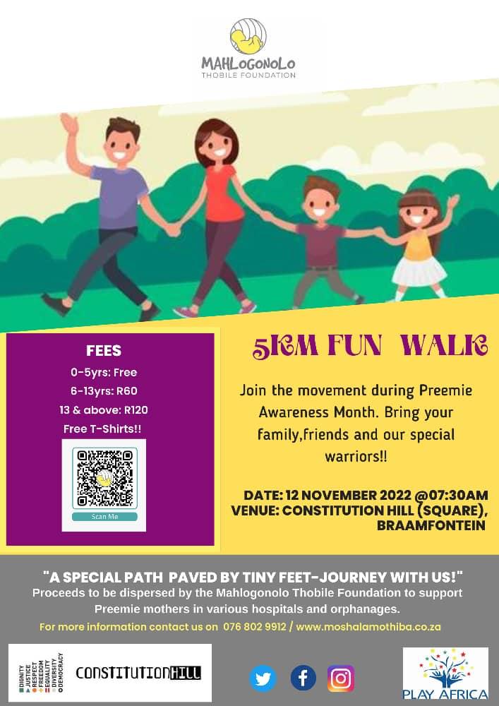 Invitation banner for the Preemie Day 5km Fun Walk